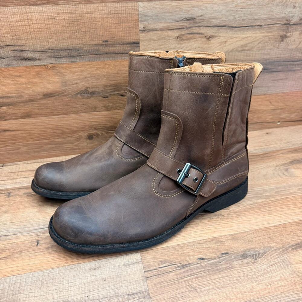 Timberland Men's size  12 Earthkeeper City Side Zip Buckle Boot Burnished Brown